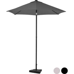 VONROC Premium Parasol Torbole   Ø200cm - Duurzame stokparasol   combi set incl. parasolvoet van 20 kg - UV werend doek - Grijs   Incl. beschermhoes