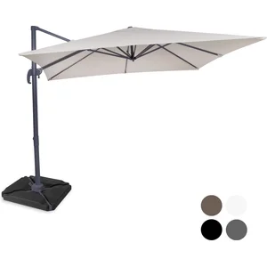 VONROC Parasol en porte-à-faux Pisogne 300x300cm - Premium parasol - Beige | Incl. Dalles de parasol remplissables pas cher