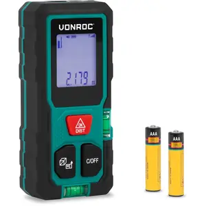 VONROC Laser Afstandsmeter 50 meter bereik Zeer compact formaat meet afstand, oppervlakte, volume, Pythagorisch Incl. handige rekenfuncties Incl. batterijen pas cher