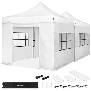 VONROC Partytent 6x3 m Premium easy-up Partytent - Set incl. 2x Tent, Zijwanden en Kop-pelsysteem - Modulair Ontwerp Opvouwbaar Waterdicht Stalen Frame - 50+ UV Bescher-ming - Incl. Opbergtassen Wit pas cher