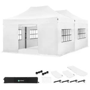 VONROC Partytent   6x4.5 m   Premium easy-up Partytent - Set incl. 2x Tent, Zijwanden en Kop-pelsysteem - Modulair Ontwerp   Opvouwbaar   Waterdicht   Stalen Frame - 50+ UV Bescher-ming - Incl. Opbergtassen   Wit pas cher