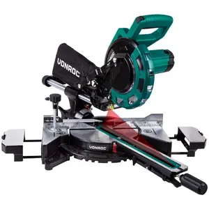 Comparateur de prix : VONROC Scie à Onglet Radiale 2000W - 21mm - Laser, LED, 2 Rallonges de Table Inclus