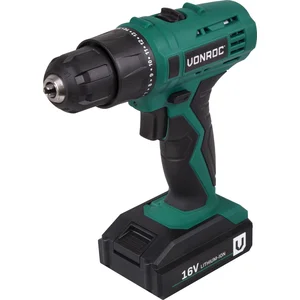 VONROC Perceuse sans fil 16V Kit complet avec 1 batterie 1.5Ah et ch...