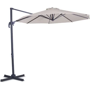 VONROC Parasol déporté rond 3 mètres de diamètre 360°C pivotant Voile Protection UV Indice 50+ - Beige - Parasol Bardolino pas cher