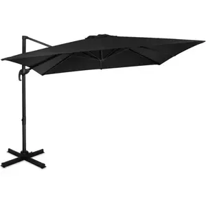 VONROC Parasol déporté carré 3x3m - Rotation 360°C - Angle d'inclinaison réglable - Résistant aux UV - Anthracite- noir - Parasol Pisognge