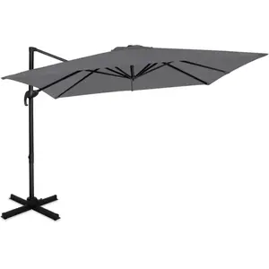 VONROC Parasol déporté carré 3x3m - Rotation 360°C - Angle d'inclinaison réglable - Résistant aux UV - Gris - Parasol Pisognge pas cher