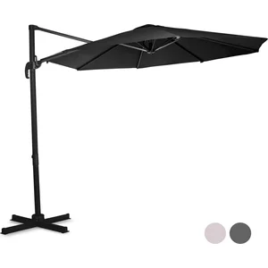 VONROC Parasol déporté rond 3 mètres de diamètre Voile protection solaire UPF indice 50+ - Anthracite-noir - Bardolino pas cher