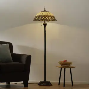 Lumilamp Tiffany Vloerlamp Ø 50x165 cm Beige Bruin Metaal