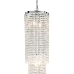 LumiLamp Kroonluchter Ø 30x185/245 cm Zilverkleurig Ijzer Glas Driehoe... pas cher