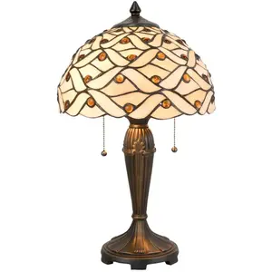 Lumilamp Tiffany Tafellamp Ø 30x50 cm Beige Bruin GlasVendu parbol