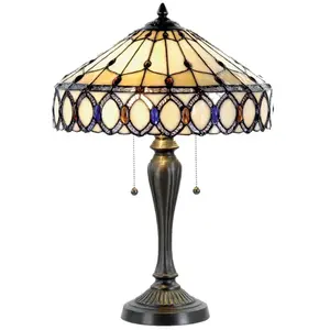 Lumilamp Tiffany Tafellamp Ø 40x58 cm Beige Bruin Glas