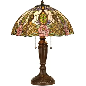 Lumilamp Tiffany Tafellamp Ø 47x61 cm Groen Roze Glas RoosVendu parbol