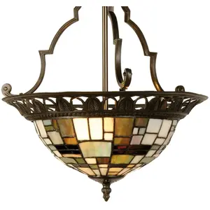 Lumilamp Plafondlamp Tiffany Ø 37x41 cm Bruin Beige Metaal
