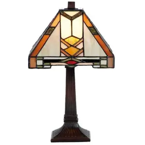 LumiLamp Tiffany Tafellamp 22x22x38 cm Beige Geel Glas Tiffany Bureaul...Vendu parbol