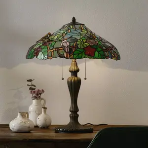 Lumilamp Tiffany Tafellamp Ø 52x65 cm Blauw Groen Glas Vlinder
