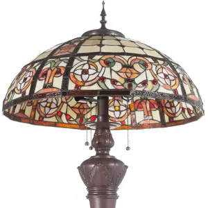 Lumilamp Tiffany Vloerlamp Ø 57x166 cm Beige Rood Glas RoosVendu parbol