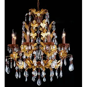 Lumilamp Kroonluchter 90-150 x Ø 75 cm Goudkleurig Bruin IJzer