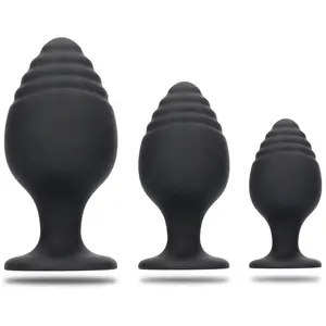 Shots - Ouch! Geribbelde Butt Plug Set blackVendu parbol