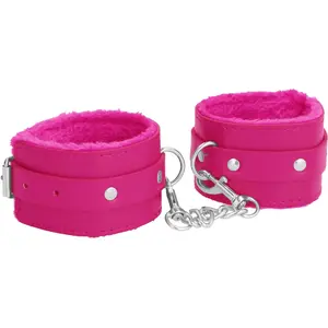 Shots - Ouch! Pluche Lederen Handboeien pink