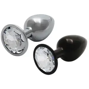 Comparateur de prix : Shots - Ouch! OU810GUN - Round Gem Butt Plug - Large - Gunmetal / Diamond