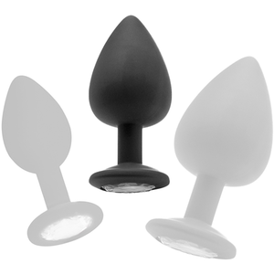 Ouch! Siliconen Buttplug met Diamant -Large -  Zwart