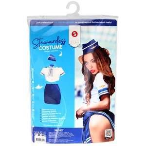 Stewardess Costume - S/M - Blue/White pas cher