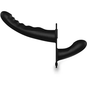 Gode ceinture double Dual Ribbed 15 x 3.3cm Noir  