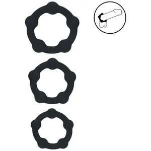 Beaded Silicone Cockring Set of 3 - S/M/L - BlackVendu parbol