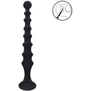 Ribbed Silicone Flared Anal Probe - Black pas cher