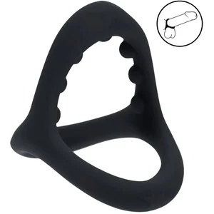 Soft Bead Grip Silicone Cock and Ball Ring - BlackVendu parbol