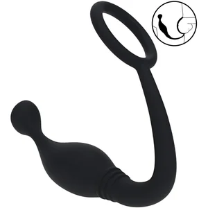 Silicone Cockring with Prostate Stimulator - L - BlackVendu parbol