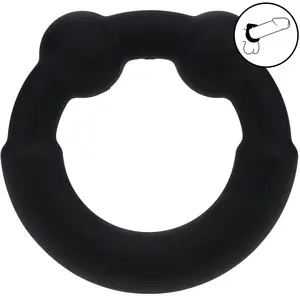 Metal and Silicone Cockring - BlackVendu parbol