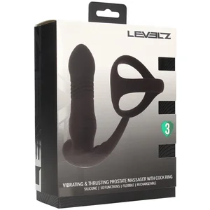 Vibrating and Thrusting Silicone Prostate Massager with Tri O Cockring... pas cher