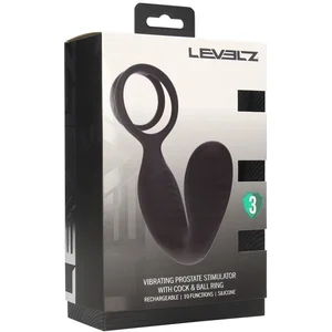 Vibrerende Siliconen Prostaatstimulator met Cock- en Ballring - ZwartVendu parbol