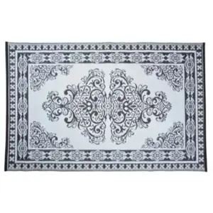 ESSCHERT DESIGN Tapijt - Tuintapijt - Perzisch - zwart/wit - 186x120cm pas cher