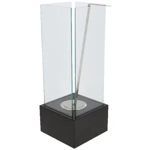 Fancy Flames Bioethanol tafelhaard wervelvlam rond 25cm 65cm hoog RVS - Zwart- bio ethanol Sfeerhaard- Roestvrij staal - L 25 x D 25 x H 65 - Esschert DesignVendu parcdiscount