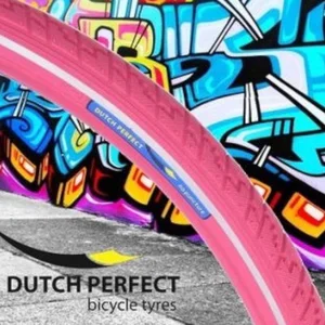 Pneu vélo ville Dutch Perfect DP 27 - 28x1.50 (37-622) - Rose - Tringle rigide pas cher