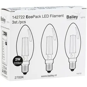 Bailey | 3x LED Kaarslamp | Kleine fitting E14 | 2W pas cher