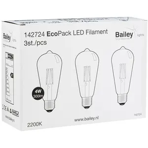 Comparateur de prix : Bailey | 3x LED Buislamp | Grote fitting E27  | 4W