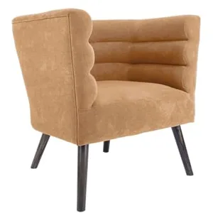 LEITMOTIV Fauteuil de salon design velours Explicit - Jaune ocre pas cher