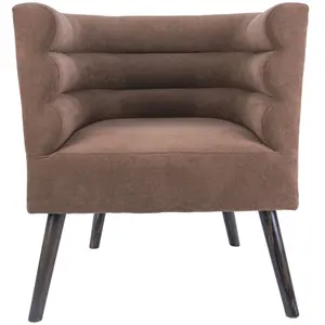 LEITMOTIV Fauteuil De Salon Design Velours Explicit - Marron pas cher