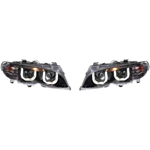 AUTO-STYLE Set koplampen DRL-Look passend voor BMW 3-Serie E46 Sedan/Touring 2002-2005 - Zwart - i pas cher