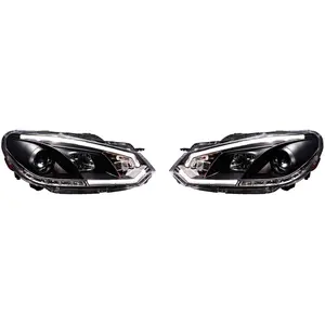 AutoStyle Set koplampen passend voor incl. DRL Light-Bar Volkswagen Golf VI 2008-2012 - Zwart - incl. Motor pas cher