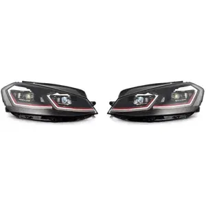 AUTO-STYLE Set 7.5-Look Koplampen passend voor Volkswagen Golf VII 2012-2017 - Zwart/Rood - incl. Dynamic Runni pas cher