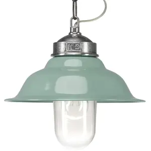 KS Verlichting Hanglamp aan ketting Porto Fino aluminium met groen deksel pas cher
