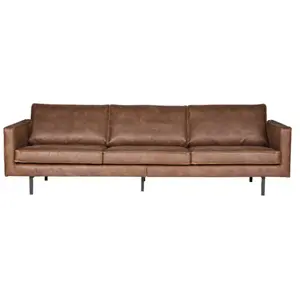 Drawer Grand canapé 3 places en éco-cuir cognac Bronco Couleur Cognac pas cher