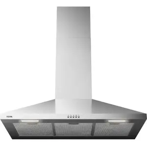 ETNA AP491RVS - Schouwkap - 90 cm - RVS - Energielabel A+ - Druktoetsen - 2 LED spots - Geschikt voor recirculatie of afvoer naar buiten