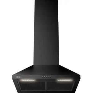 AP461ZT ETNA - Schouwkap - Matzwart - 60 cm - 3 Snelheden - Energielabel A+ - Druktoetsen - 2 LED spots - Geschikt voor afvoer naar buiten en recirculatie