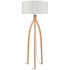 Good & Mojo ANNAPURNA-Lampadaire tripode Bambou & Lin Naturel H160cmVendu parbol