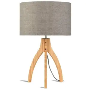 Good & Mojo ANNAPURNA-Lampe tripode Bambou & Lin Naturel H54cm pas cher